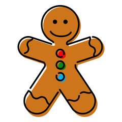 Icono postre de Navidad. Hombre de pan de jengibre con líneas