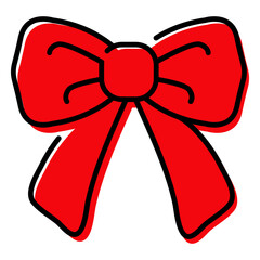 Decoración navideña. Lazo de cinta lineal aislado