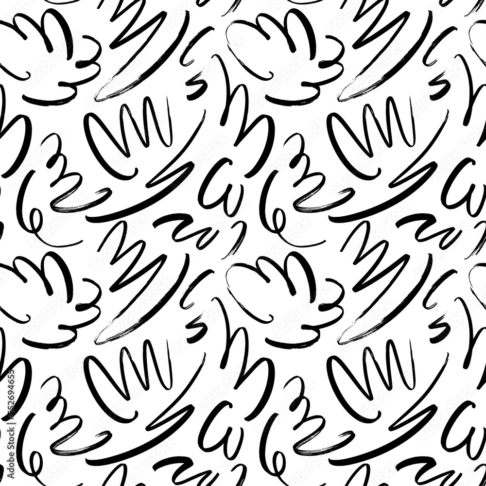 Poster vector seamless pattern with marker drawn scribble. hand drawn elegant calligraphy swirls. curly bru