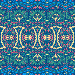 Blue abstract geometric ethnic boho seamless pattern ornamental