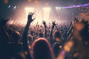 Partycrowd rastet bei ausverkauftem Festival Konzert aus - obrazy, fototapety, plakaty