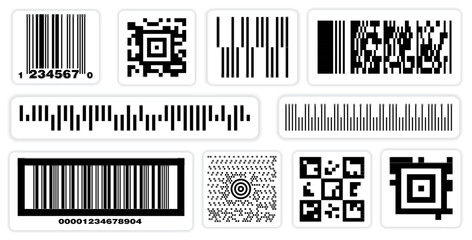 Set of various barcode label or scan barcode bars supermarket or retail pricing bar label sticker. eps vector