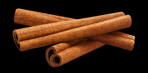 Cinnamon sticks, isolated on black background