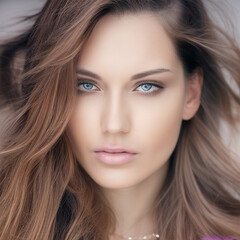 Fototapeta premium Lovely sensual girl with beautiful eyes. The concept of style and beauty. AI Art.