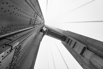 Beneath a giant pillar of the Golden Gate Bridge, San Francisco