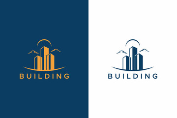 Building Tower Construction Business Property and Real Estate Logo Vintage Concept