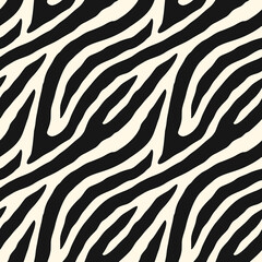Fototapeta na wymiar Zebra skin seamless pattern. Animal fur print. Repeating stripes motif. Wildlife, natural camouflage texture