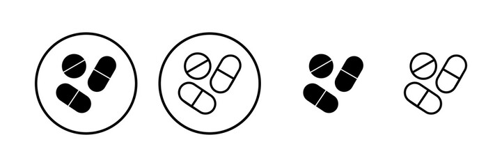 Pills icon vector illustration. capsule icon. Drug sign and symbol