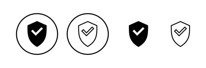 Shield check mark icon vector illustration. Protection approve sign. Insurance icon