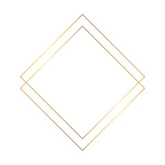 Golden thin square double isolated frame on the white background. Perfect  luxury design for headline, logo and sale banner. Vector illustration
