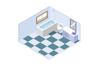 Modern bathroom interior with bathtub