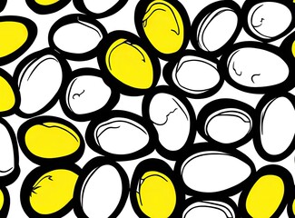 pattern with cracked eggs yellow and white, Generative AI	
