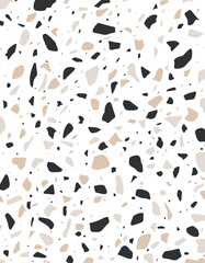 Terrazzo  flooring template. Style vector pattern of marble rock stone texture on the white background. Perfect element for floor, fabrics and walls in interior or for print