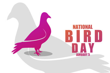 National Bird Day. January 5. Holiday concept. Template for background, banner, card, poster with text inscription.