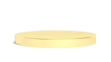 Gold cylinder podium isolated on white background. 3d illustration.