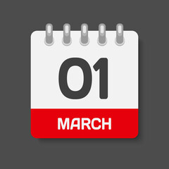 Icon page calendar day - 1 March