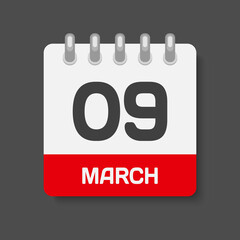 Icon page calendar day - 9 March