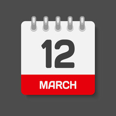 Icon page calendar day - 12 March