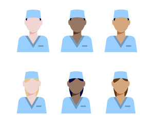 Doctor icon in uniform. Flat style male. Vector illustration.