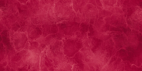 Seamless crumpled marbled metallic foil background texture in Viva Magenta (PANTONE 18-1750) color of the year 2023. Trendy abstract bold crimson carmine red banner backdrop pattern. 3D rendering.