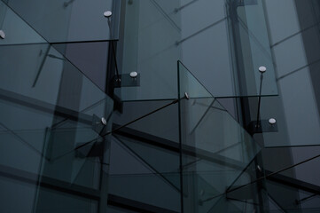 Glass wall with abstract triangle shape design