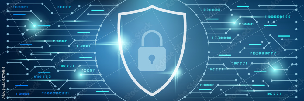 Poster information security, data protection, access control vector concept illustration. web banner, heade