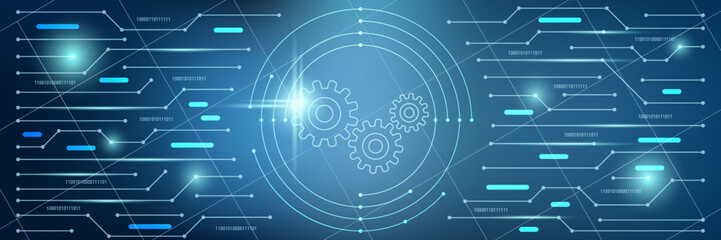 Data processing, information computing vector concept illustration. Web banner, header template