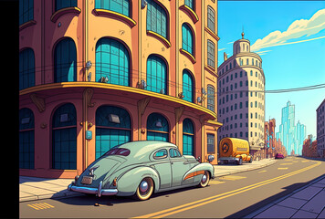 Obraz premium outside scene of a car metropolis under development. Generative AI