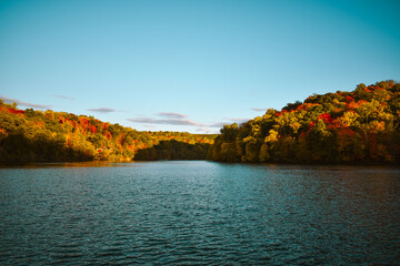 Fototapeta na wymiar Autumn foliage at Cheat Lake, West Virginia