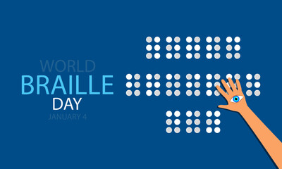 World braille day hand with eye, vector art illustration.