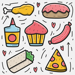 Food doodle cartoon illustration design