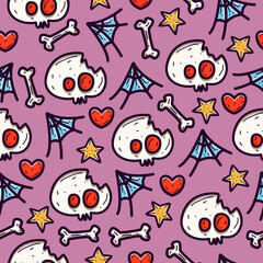 Halloween doodle cartoon illustration pattern design