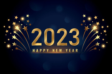 Happy new year 2023 gold text effect banner design template