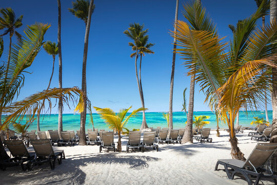 Bavaro Tropical beach in Punta Cana, Caribbean sea, Dominican Republic