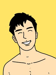 cute man cartoon on yellow background