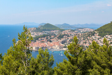 Fototapeta na wymiar Skyline of downtown Dubrovnik, seen from a viepoint in the East