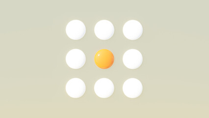 Abstract Egg White Yellow Yolk in a Square Grid Pattern Breakfast Food Illustration Warm Grey Background 3d 2d illustration