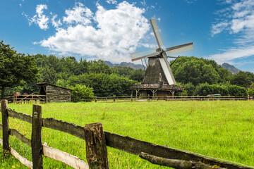 Beautiful antique windmill in Lower Saxony in Germany