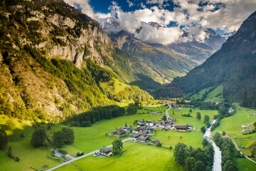 Lauterbrunnen valley from Murren village, Jungfrau region, Bernese swiss alps