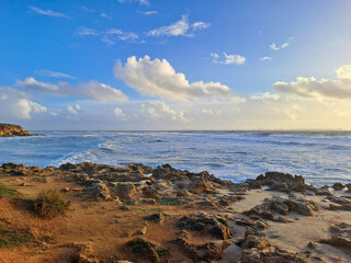 Beach on a winter afternoon in Cádiz, Andalusia, Spain