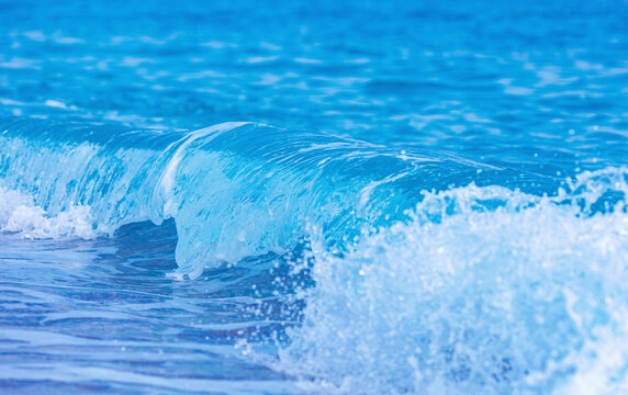 Nature background, closeup blue sea wave on beach Turkey © Parilov