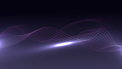 Abstract curve neon glow wave lines elements with glowing light effect on purple background.