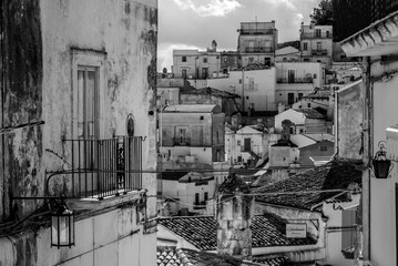 View of historic old downtown Monte Sant Angelo, Gargano Peninsula in Italy
