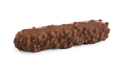 One tasty chocolate bar isolated on white