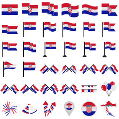 independence day of croatia icon set vector sign symbol