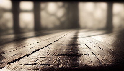 Piso de madera antigua con detalles est&eacute;ticos. Fondo difuminado.