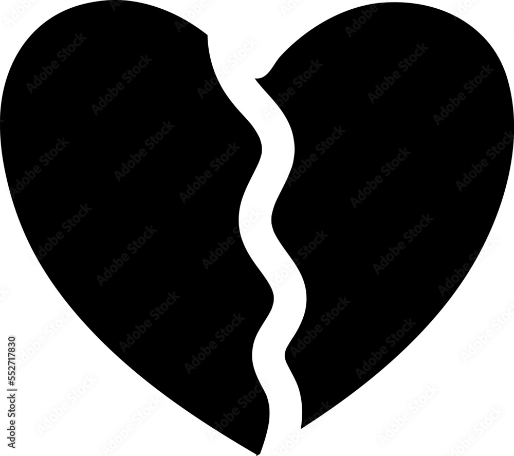 Poster broken heart or divorce flat vector icon for apps and websites..eps
