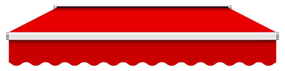 Obraz premium Full red straight awning tent canopy. 3D realistic vector illustration isolated on white