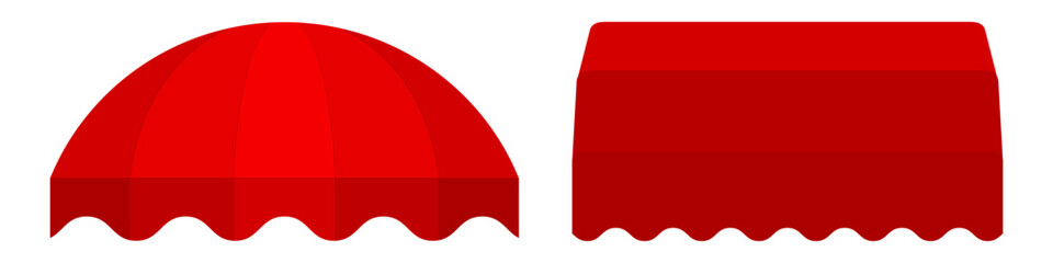 Full red dome awning tent canopy. 3D realistic vector illustration isolated on white © Ivan Burchak