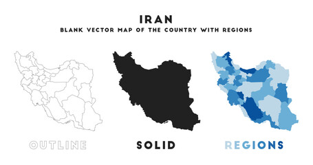 Iran map. Borders of Iran for your infographic. Vector country shape. Vector illustration.